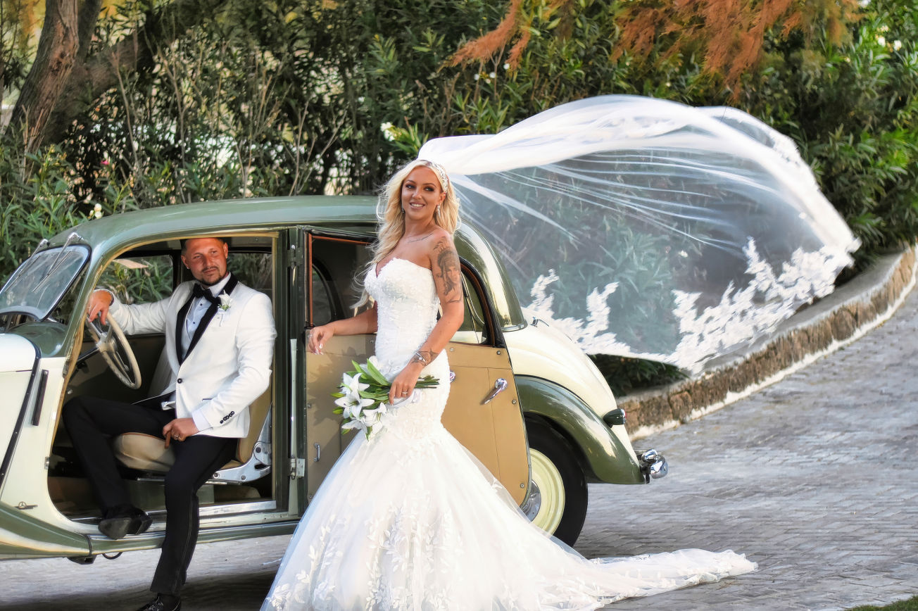 bride and groom just after getting married 